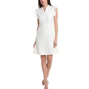 Nanette Lepore Nolita Mini Dress White Ruffle Size 8